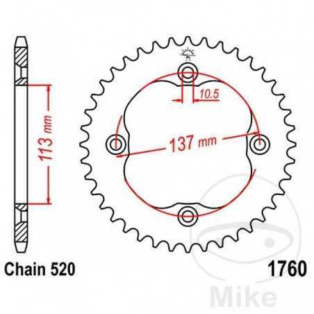 JT SPROCKETS Transmission plate crown 35T P-520 Ø113 MM Ø137 727.03.43