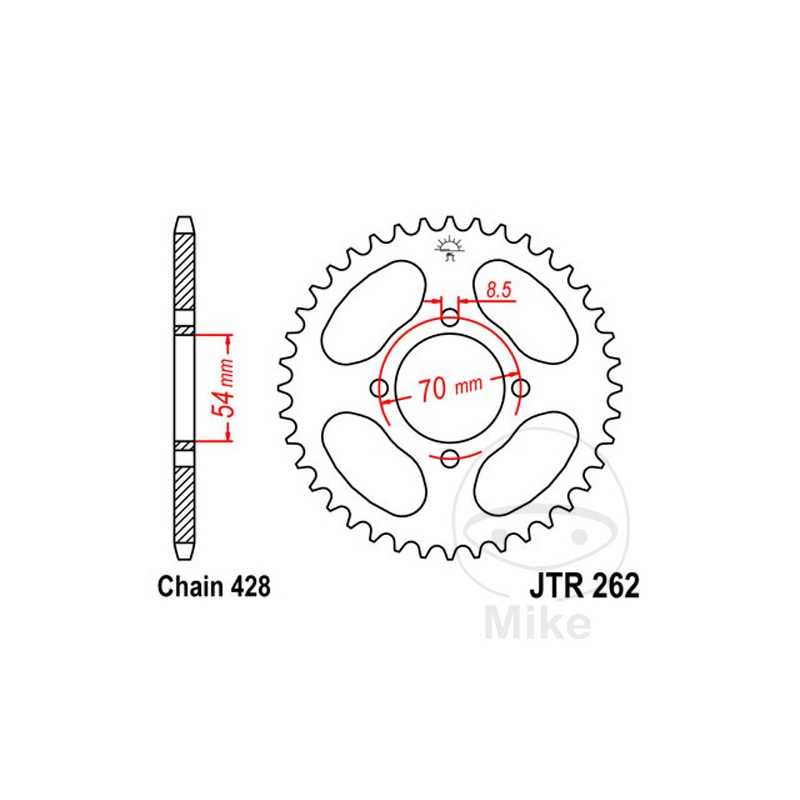 JT SPROCKETS Corona plato transmisión 40T P-428 Ø54 MM Ø70 727.02.39