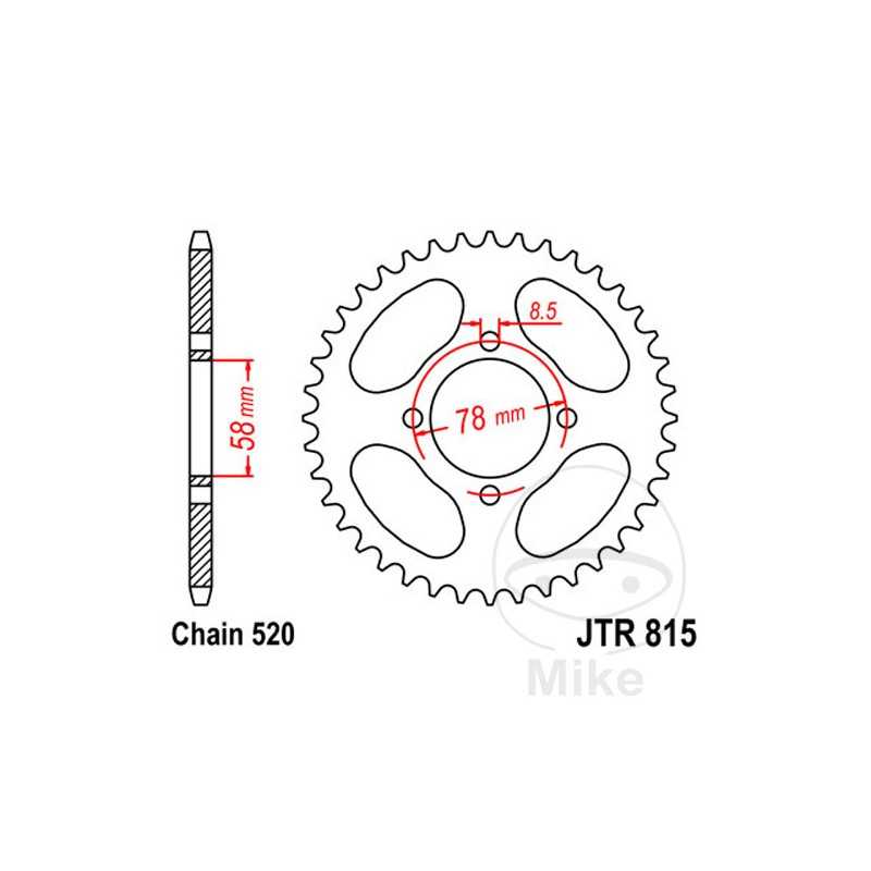 JT SPROCKETS Transmission plate crown 38T P-520 Ø58 MM Ø78 727.02.99