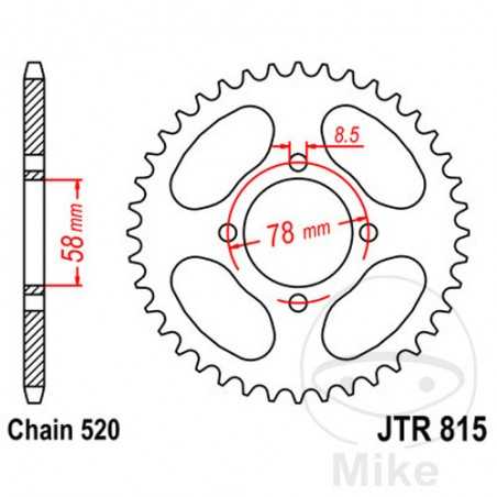JT SPROCKETS Corona plato transmisión 38T P-520 Ø58 MM Ø78 727.02.99