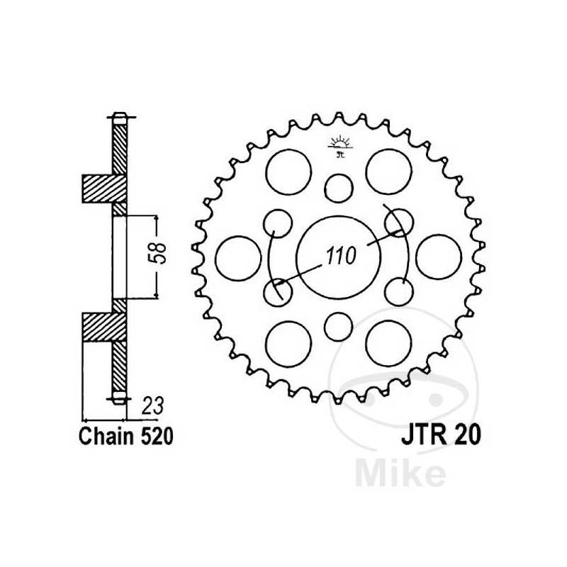 JT SPROCKETS Transmission plate crown 41T P-520 Ø58 MM Ø110 727.33.07