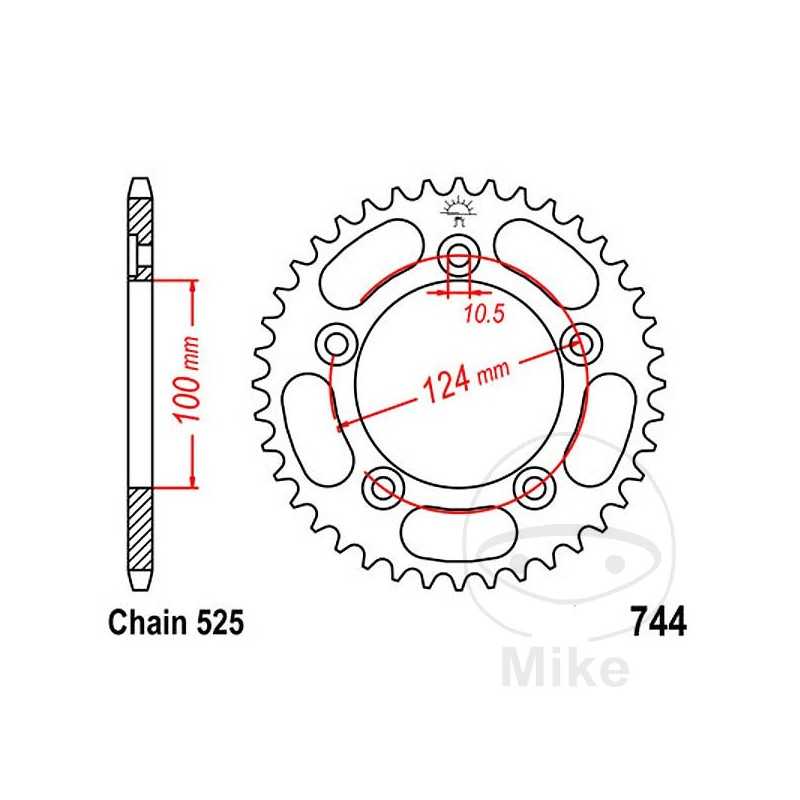 JT SPROCKETS Corona plato transmisión 38T P-525 Ø100 MM Ø124 727.18.77
