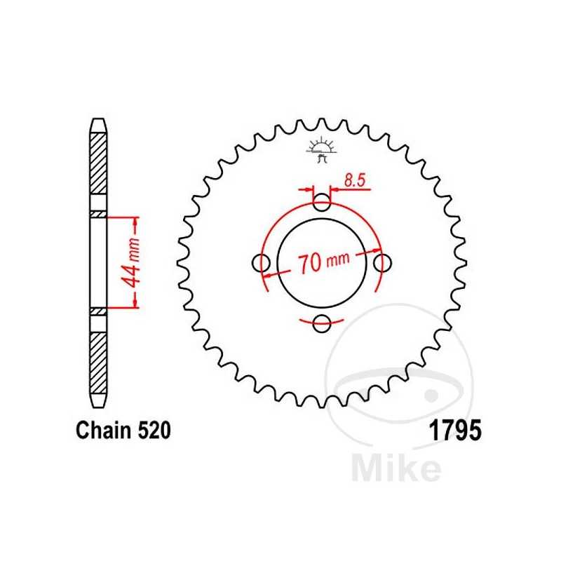 JT SPROCKETS Corona plato transmisión 22T P-520 Ø44 MM Ø70 727.16.53
