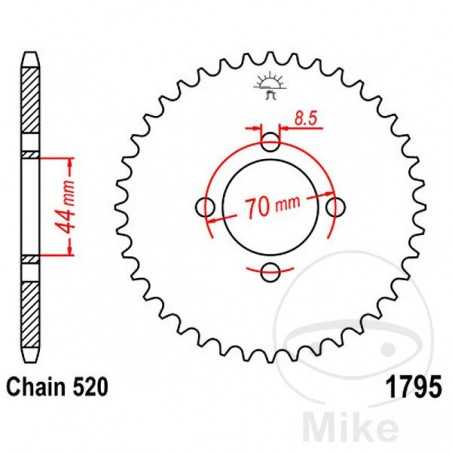 JT SPROCKETS Corona plato transmisión 22T P-520 Ø44 MM Ø70 727.16.53