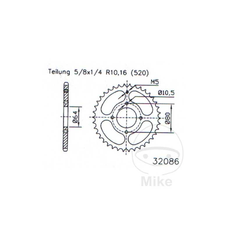 ESJOT Corona plato transmisión 28T P-520 Ø64 MM Ø80 727.04.09