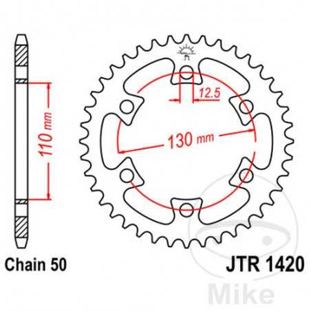 JT SPROCKETS Corona plato transmisión 40T P-530 Ø110 MM Ø130 727.04.19