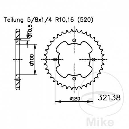 ESJOT Corona plato transmisión 38T P-520 Ø100 MM Ø120 727.04.93