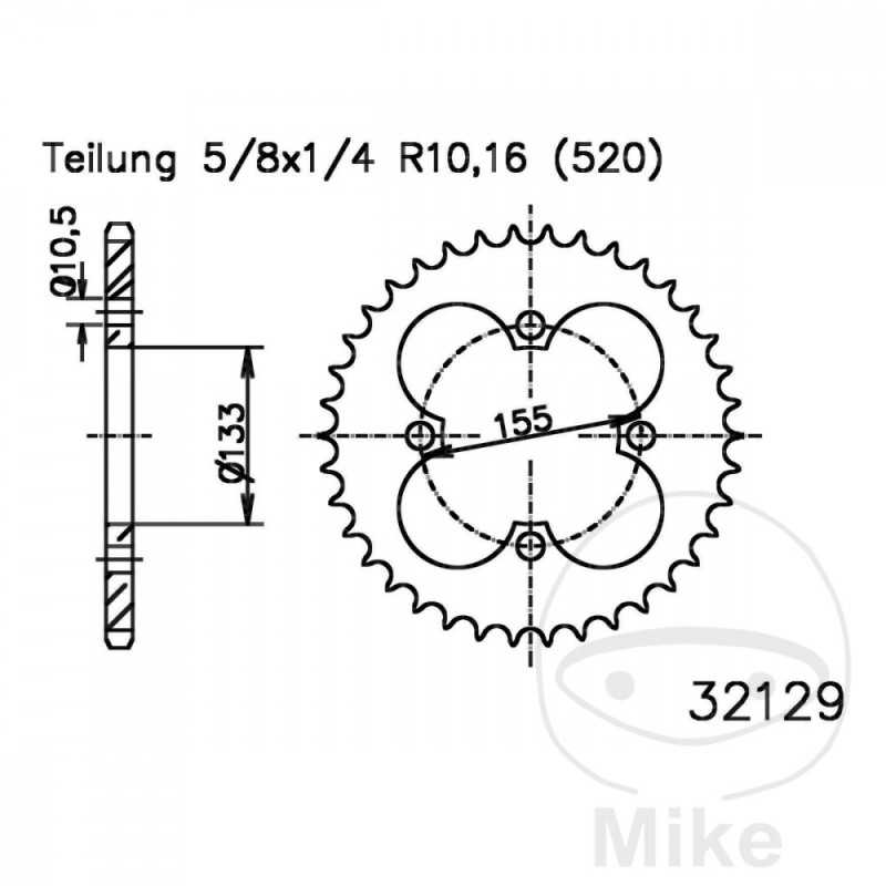 ESJOT Corona plato transmisión 38T P-520 Ø133 MM Ø155 727.04.91