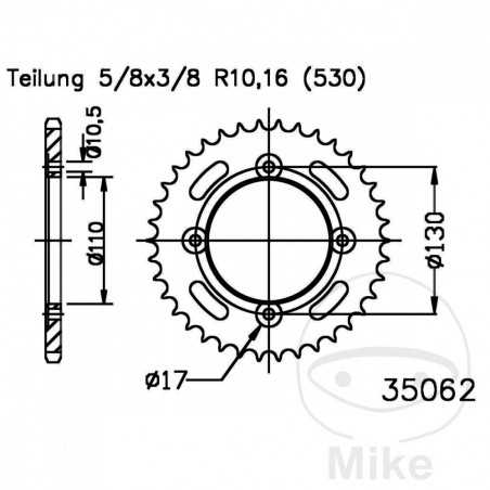 ESJOT Corona plato transmisión 38T P-530 Ø110 MM Ø130 727.05.06