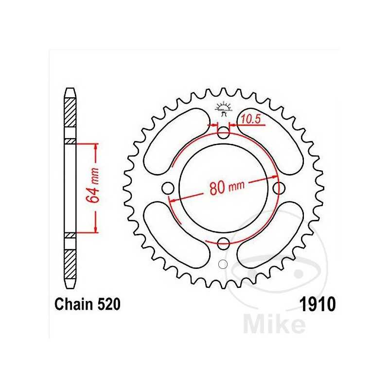 JT SPROCKETS Corona plato transmisión 32T P-520 Ø64 MM Ø80 727.05.13