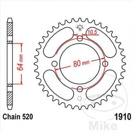JT SPROCKETS Corona plato transmisión 32T P-520 Ø64 MM Ø80 727.05.13