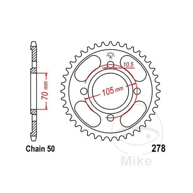 JT SPROCKETS Transmission plate crown 36T P-530 Ø70 MM Ø105 727.37.42