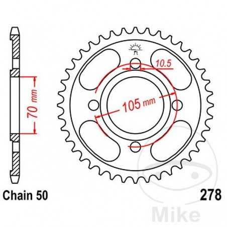 JT SPROCKETS Corona plato transmisión 36T P-530 Ø70 MM Ø105 727.37.42
