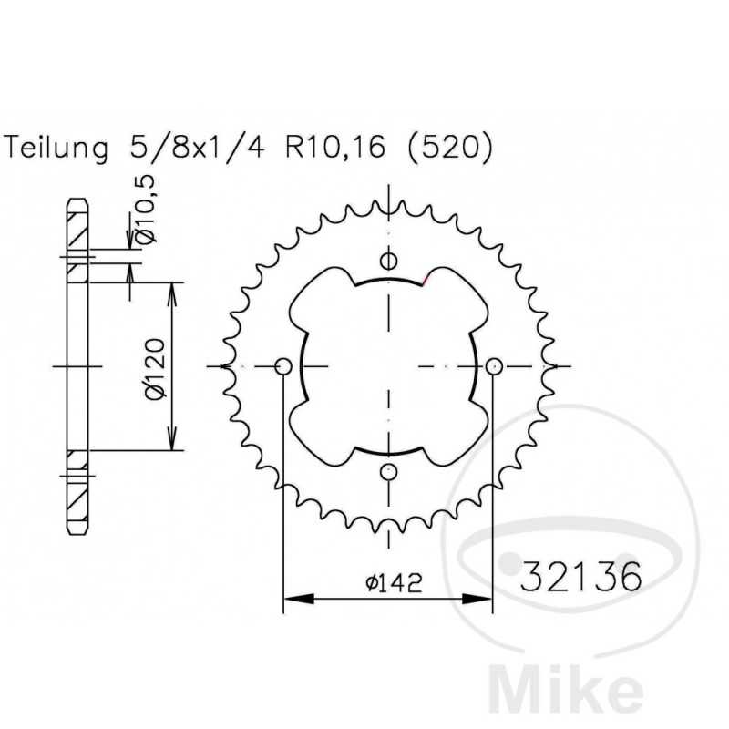 ESJOT Corona plato transmisión 38T P-520 Ø120 MM Ø142 727.05.89