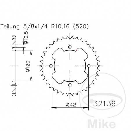ESJOT Corona plato transmisión 38T P-520 Ø120 MM Ø142 727.05.89