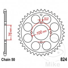 JT SPROCKETS Corona plato transmisión 46T P-530 Ø076 MM Ø100 727.40.20