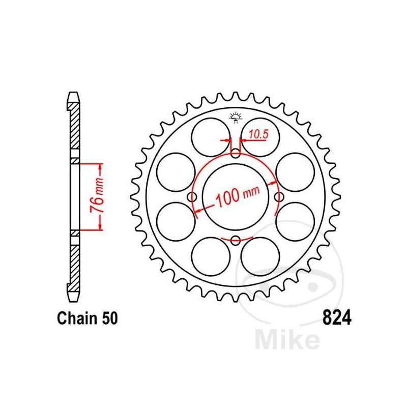 JT SPROCKETS Corona plato transmisión 46T P-530 Ø076 MM Ø100 727.40.20