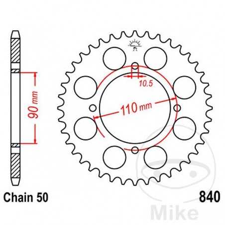 JT SPROCKETS Corona plato transmisión 38T P-530 Ø90 MM Ø110 727.32.20