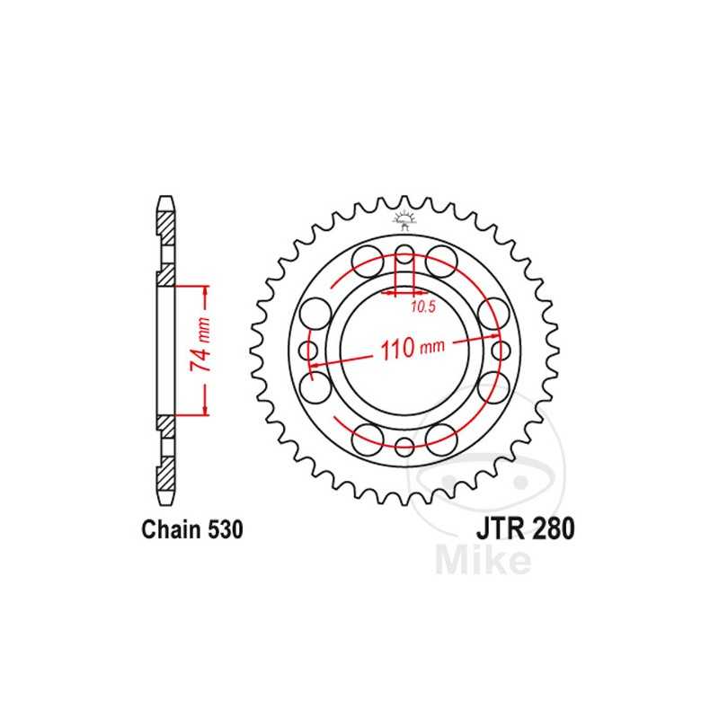 JT SPROCKETS Corona plato transmisión 33T P-530 Ø74 MM Ø110 727.10.07