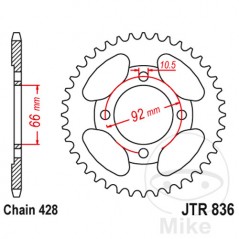 JT SPROCKETS Corona plato transmisión 39T P-428 Ø62 MM Ø92 727.10.09