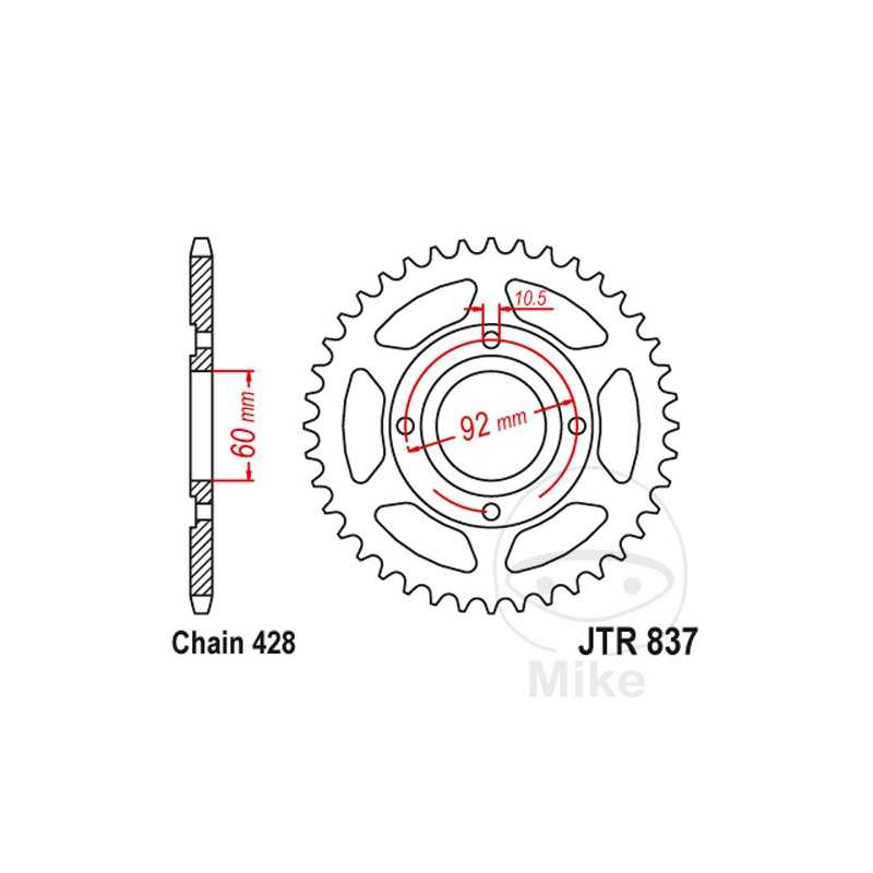 JT SPROCKETS Transmission plate crown 39T P-428 Ø60 MM Ø92 727.10.12