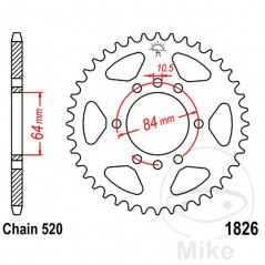 JT SPROCKETS Corona plato transmisión 46T P-520 Ø064 MM Ø084 727.15.24