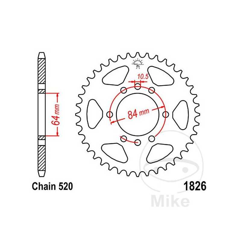 JT SPROCKETS Corona plato transmisión 46T P-520 Ø064 MM Ø084 727.15.24