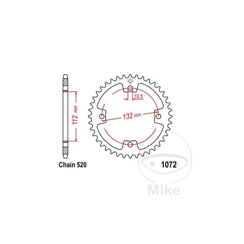 JT SPROCKETS Corona plato transmisión 36T P-520 Ø112 MM Ø132 727.91.51