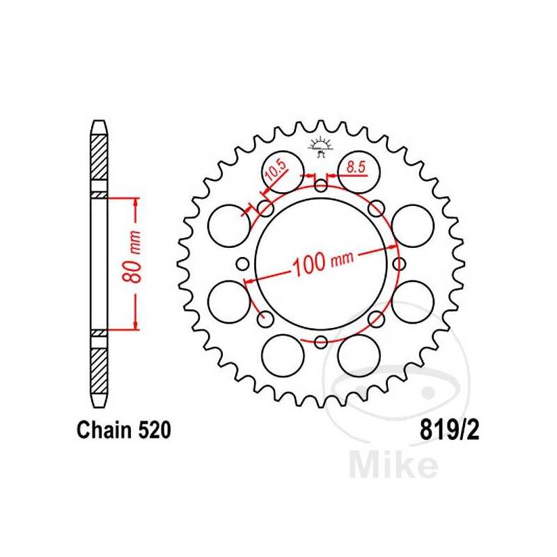 JT SPROCKETS Transmission plate crown 41T P-520 Ø80 MM Ø100 727.22.30
