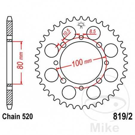 JT SPROCKETS Corona plato transmisión 41T P-520 Ø80 MM Ø100 727.22.30