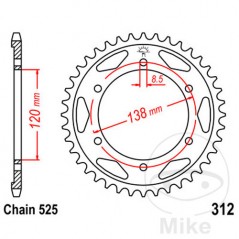 JT SPROCKETS Corona plato transmisión 40T P-525 Ø120 MM Ø138 727.22.55