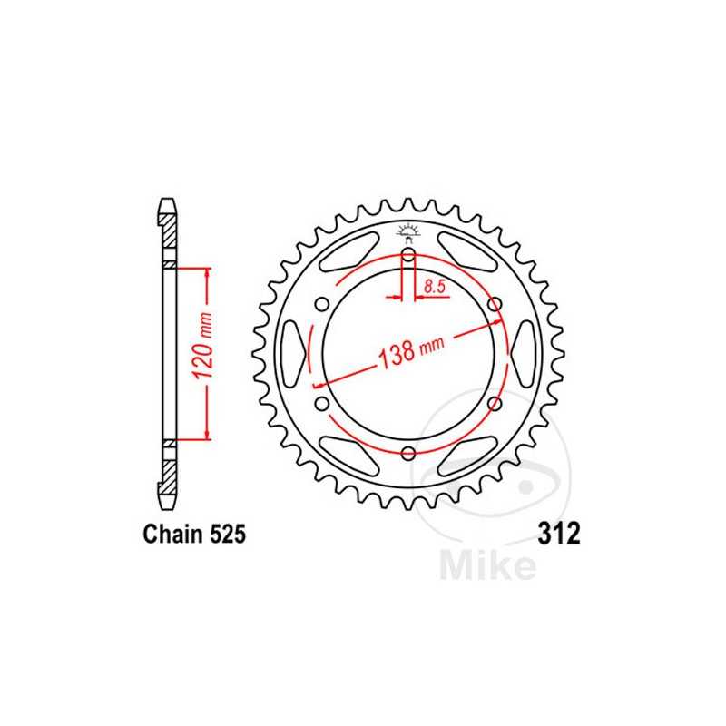JT SPROCKETS Corona plato transmisión 40T P-525 Ø120 MM Ø138 727.22.55
