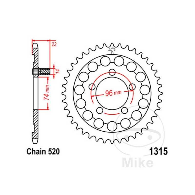 JT SPROCKETS Corona plato transmisión 40T P-520 Ø74 MM Ø96 727.37.28