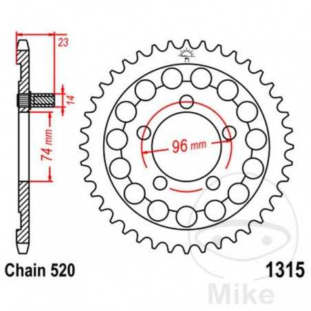 JT SPROCKETS Corona plato transmisión 40T P-520 Ø74 MM Ø96 727.37.28