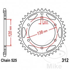 JT SPROCKETS Transmission plate crown 38T P-525 Ø120 MM Ø138 727.37.45