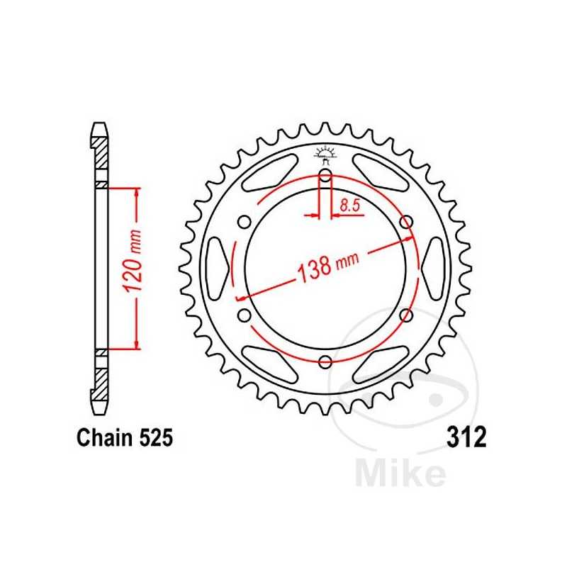 JT SPROCKETS Corona plato transmisión 38T P-525 Ø120 MM Ø138 727.37.45