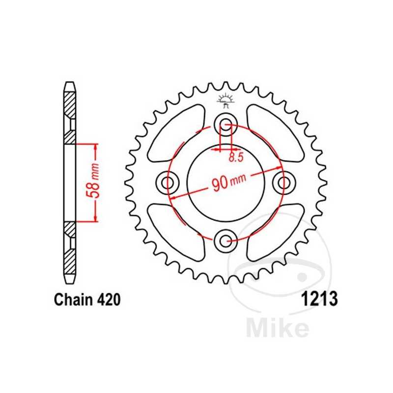 JT SPROCKETS Corona plato transmisión 37T P-420 Ø58 MM Ø90 727.37.46