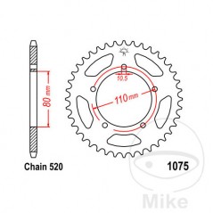 JT SPROCKETS Corona plato transmisión 39T P-520 Ø80 MM Ø110 727.43.84