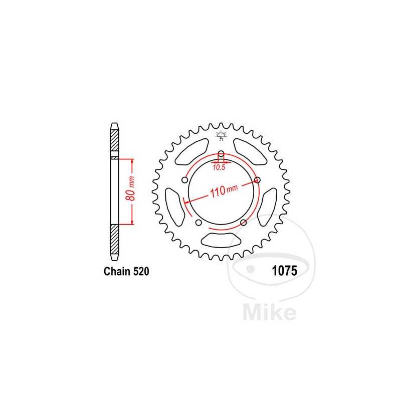 JT SPROCKETS Corona plato transmisión 39T P-520 Ø80 MM Ø110 727.43.84