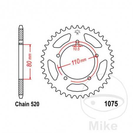 JT SPROCKETS Corona plato transmisión 39T P-520 Ø80 MM Ø110 727.43.84