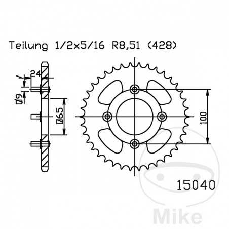 ESJOT Corona plato transmisión 41T P-428 Ø65 MM Ø100 727.65.53