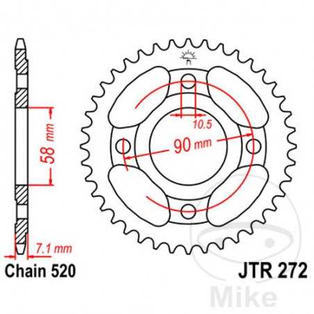 JT SPROCKETS Corona plato transmisión 31T P-520 Ø58 MM Ø90 727.67.00
