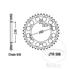 JT SPROCKETS Corona plato transmisión 40T P-630 Ø136 MM Ø160 727.93.34
