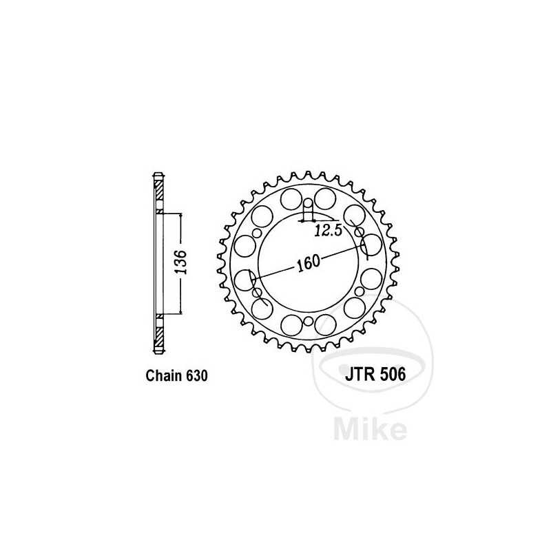 JT SPROCKETS Transmission plate crown 40T P-630 Ø136 MM Ø160 727.93.34