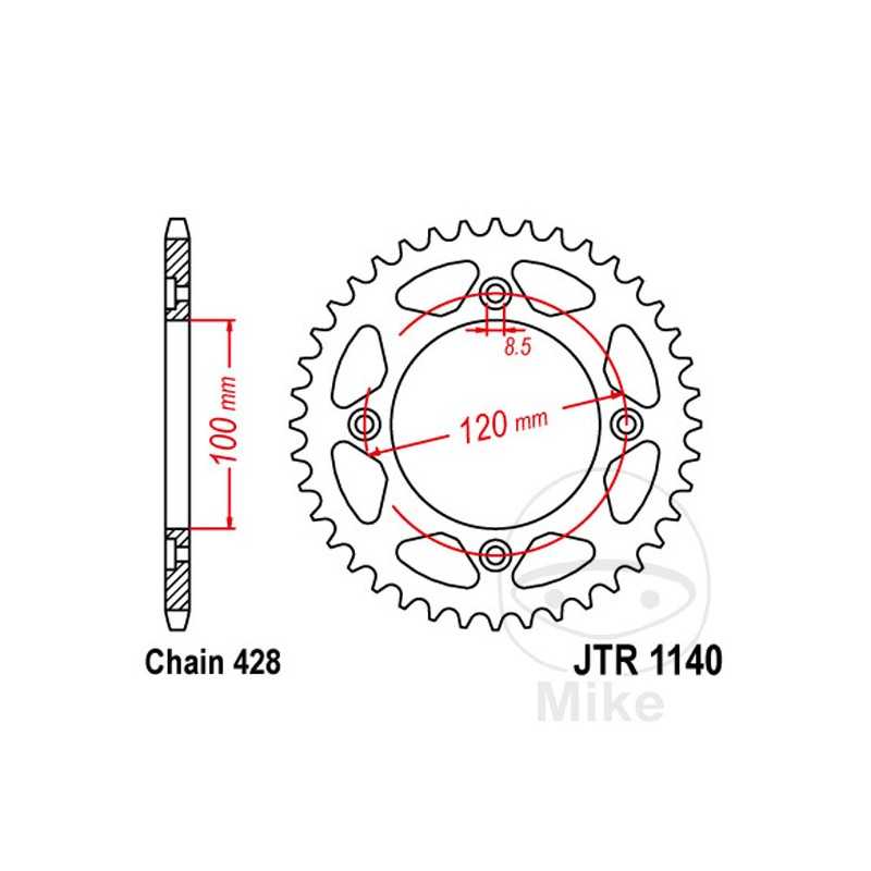 JT SPROCKETS Transmission plate crown 63T P-428 Ø100 MM Ø120 727.06.02