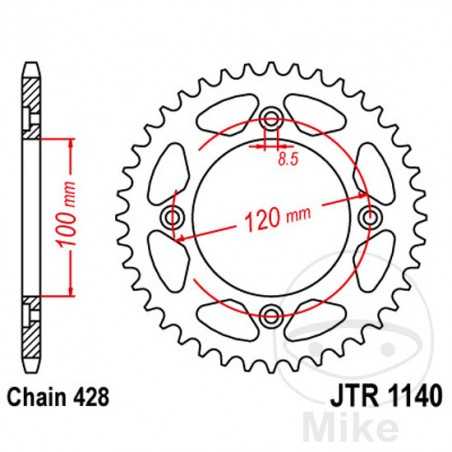 JT SPROCKETS Corona plato transmisión 63T P-428 Ø100 MM Ø120 727.06.02