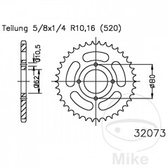 ESJOT Corona plato transmisión 53T P-520 Ø062 MM Ø080 727.06.63