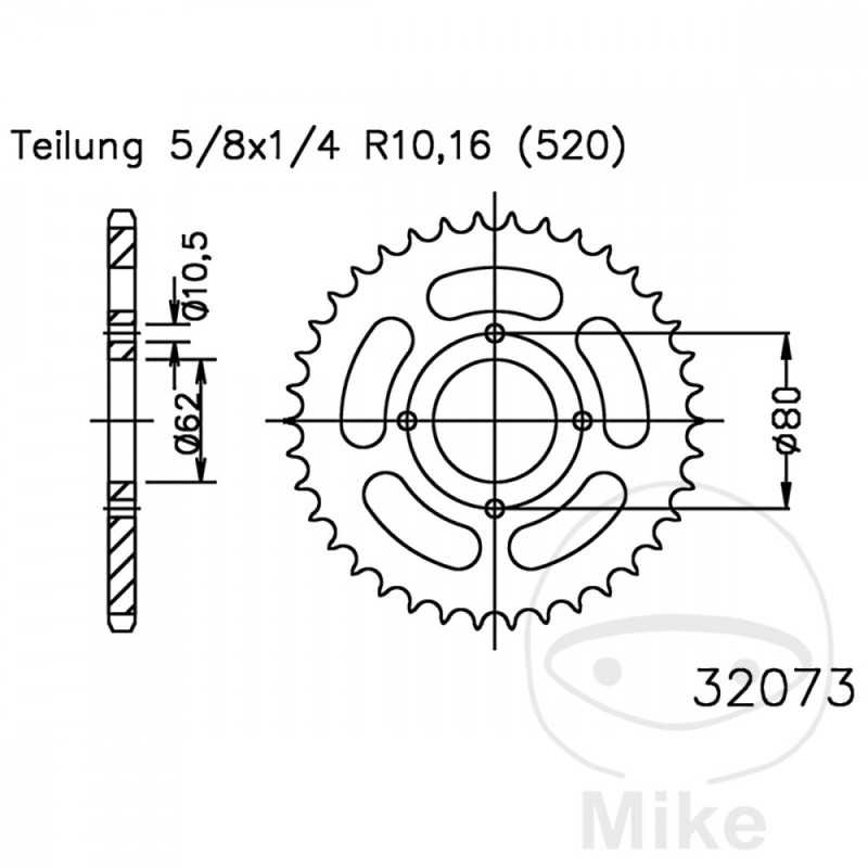 ESJOT Corona plato transmisión 53T P-520 Ø062 MM Ø080 727.06.63