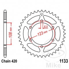 JT SPROCKETS Corona plato transmisión 53T P-420 Ø108 MM Ø123 727.52.17