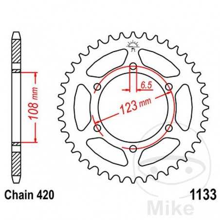 JT SPROCKETS Transmission plate crown 53T P-420 Ø108 MM Ø123 727.52.17